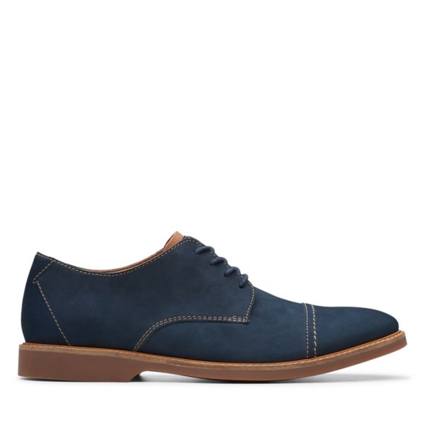 Clarks Mens Atticus Cap Wide Fit Shoes Navy | CA-5261379